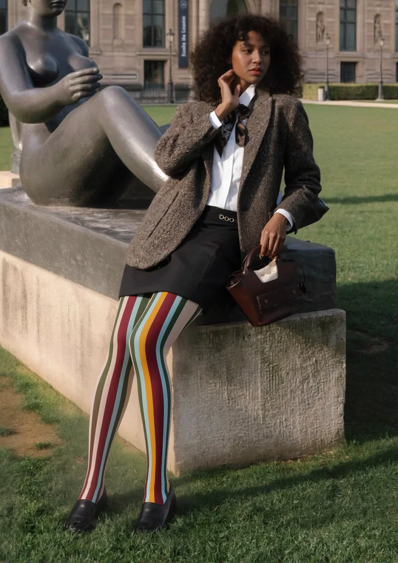Viken Plan Retro Stripes Tights Hosiery Pantyhose - Image 2