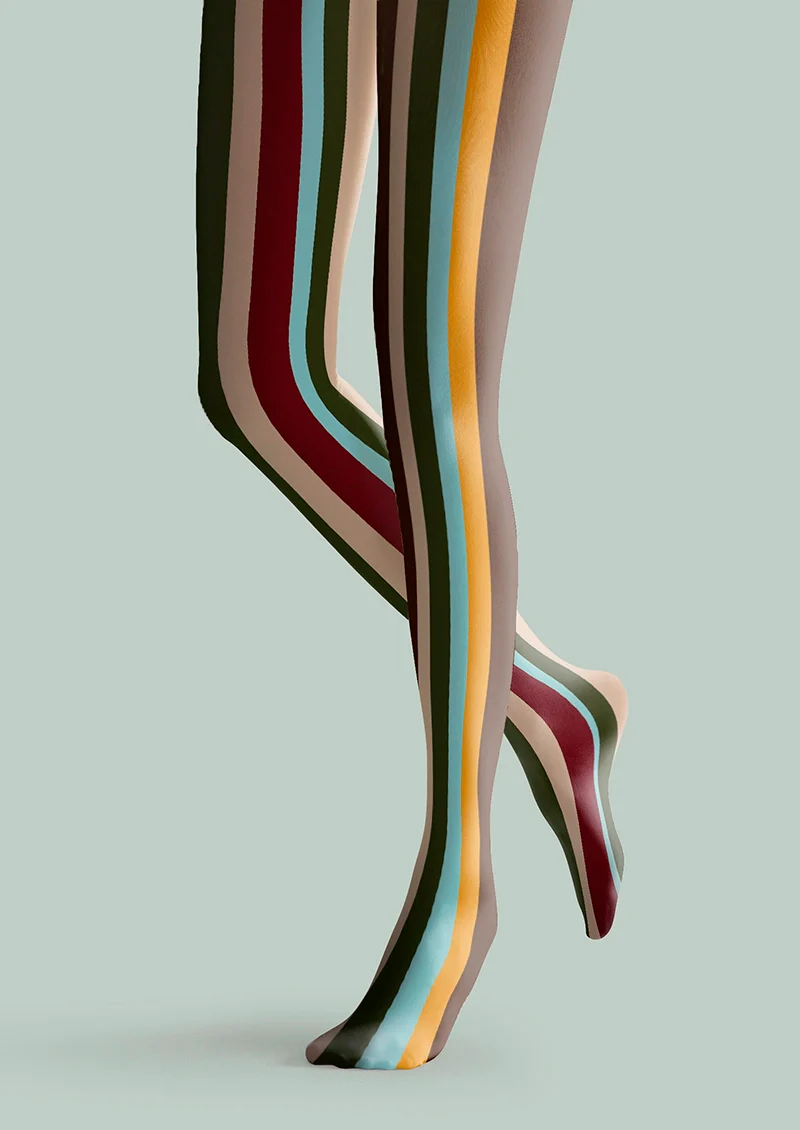 Viken Plan Retro Stripes Tights Hosiery Pantyhose - Image 3