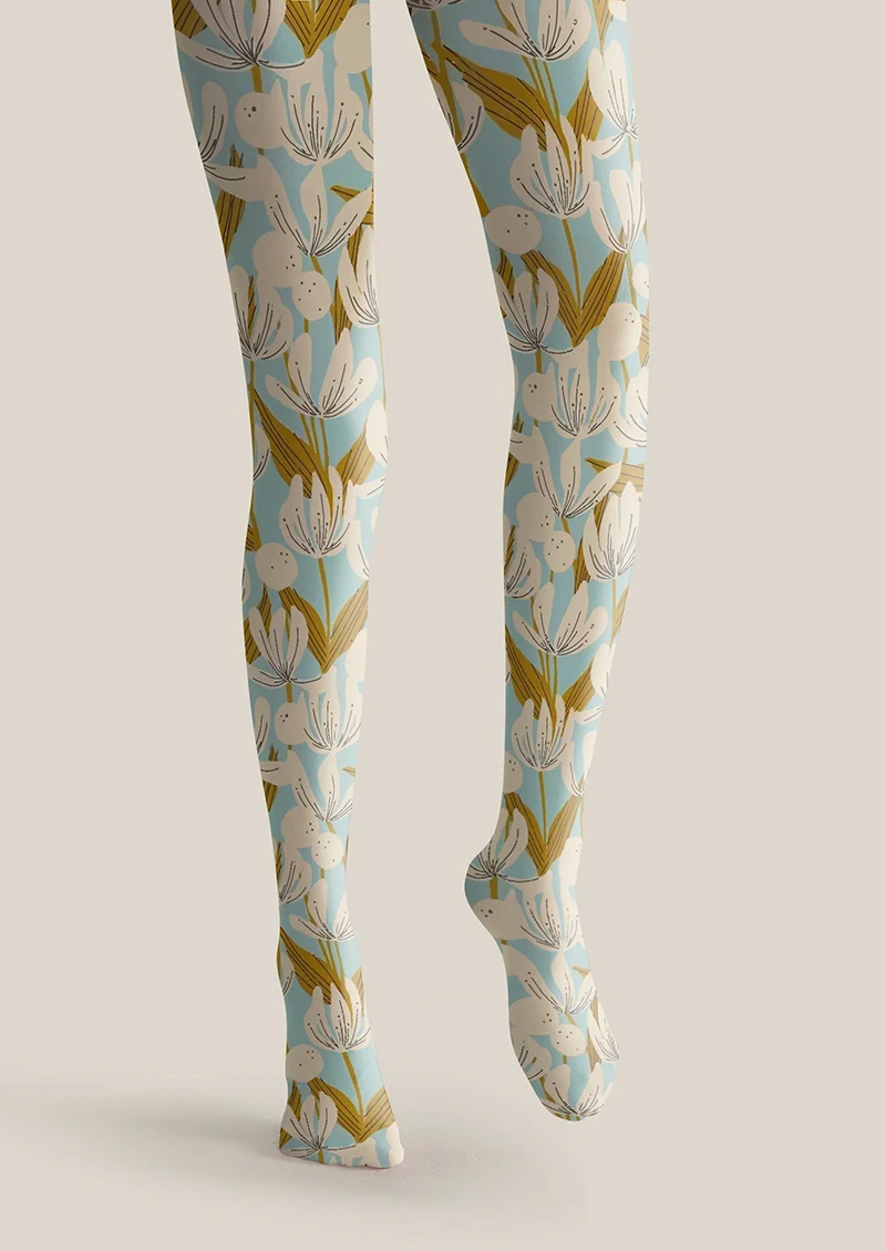 Viken Plan Retro Tulip Flowers Tights Hosiery Pantyhose - Image 3