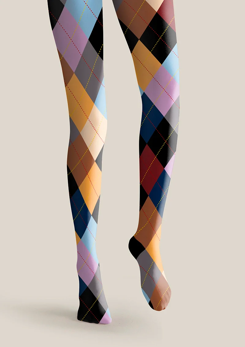 Viken Plan Shape Color Cubes Tights Hosiery Pantyhose - Image 3