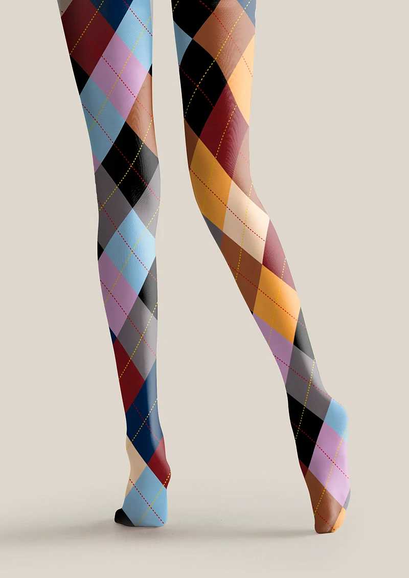 Viken Plan Shape Color Cubes Tights Hosiery Pantyhose - Image 4