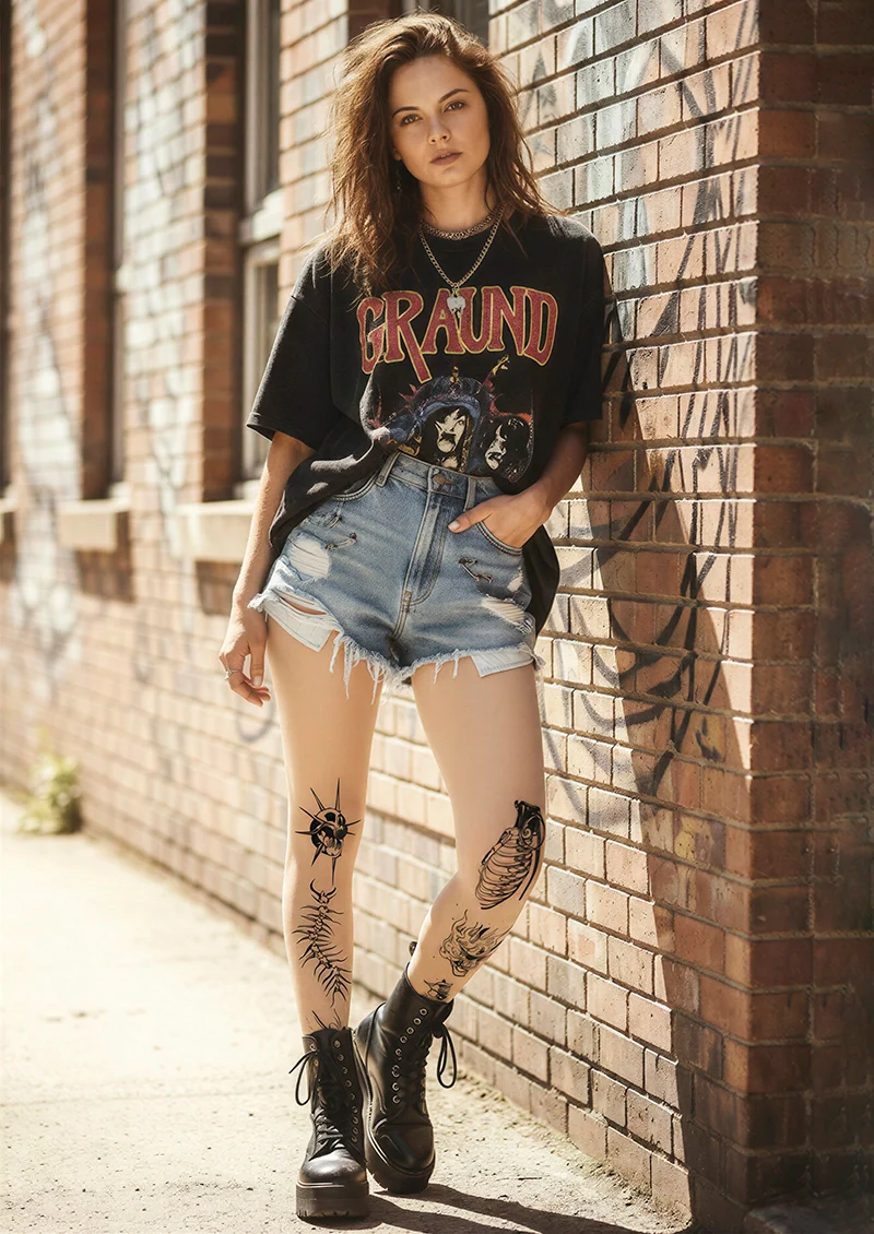 Viken Plan Skull Tattoo Tights Hosiery Pantyhose - Image 2