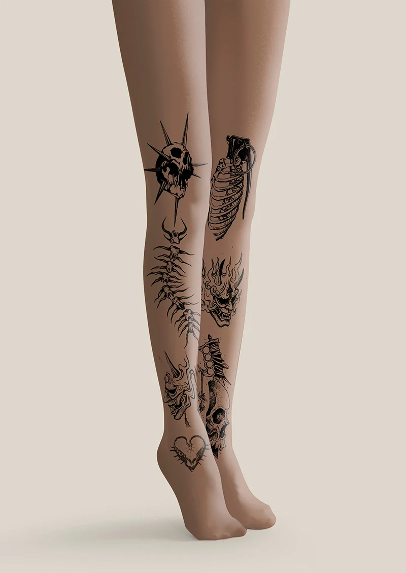 Viken Plan Skull Tattoo Tights Hosiery Pantyhose - Image 3