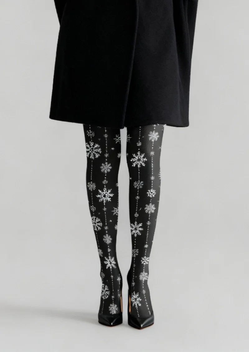 Viken Plan Snowflake Graphic Tights Hosiery Pantyhose - Image 2