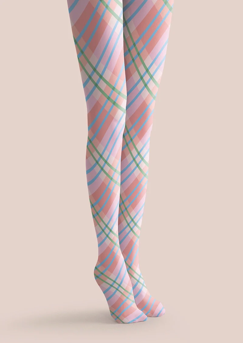 Viken Plan Spring Pastoral Checkered Tights Hosiery Pantyhose - Image 3