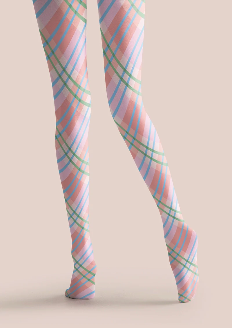Viken Plan Spring Pastoral Checkered Tights Hosiery Pantyhose - Image 4
