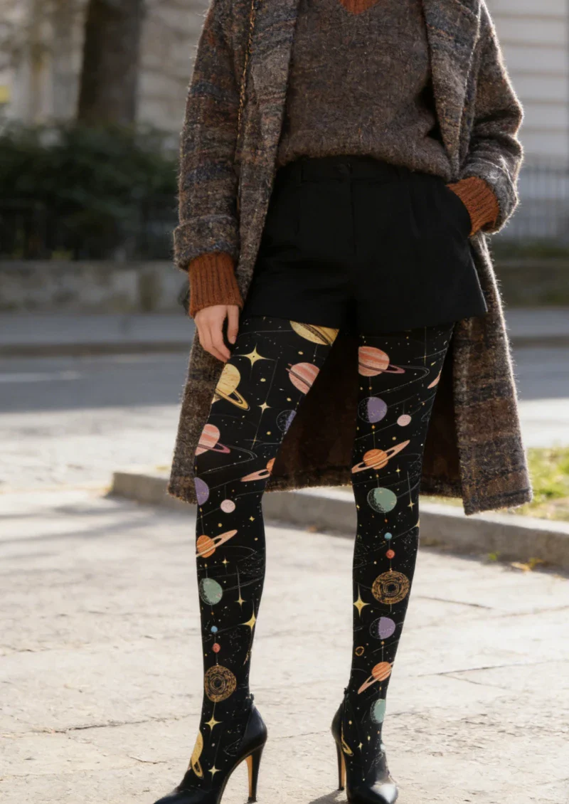 Viken Plan Starry Universe Graphic Tights Hosiery Pantyhose - Image 2