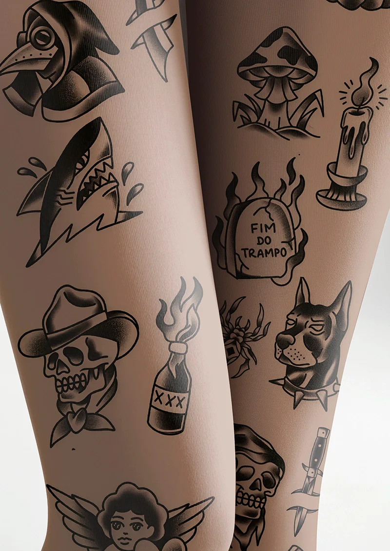 Viken Plan Tattoo Totems Tights Hosiery Pantyhose - Image 5