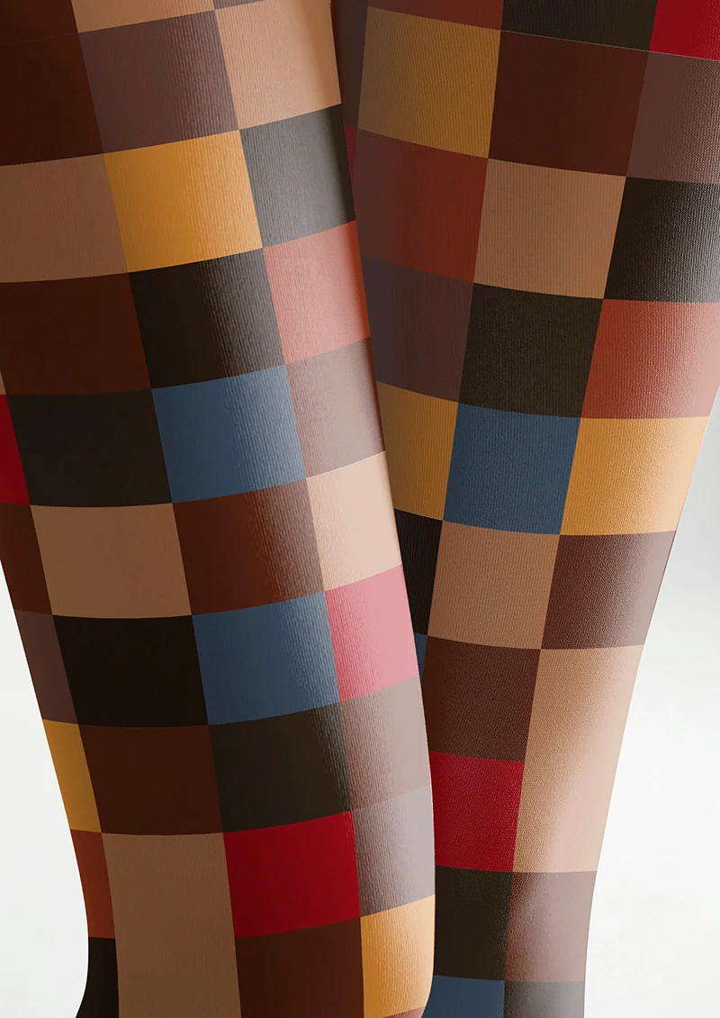 Viken Plan Terra-Cotta Plaid Tights Hosiery Pantyhose - Image 5