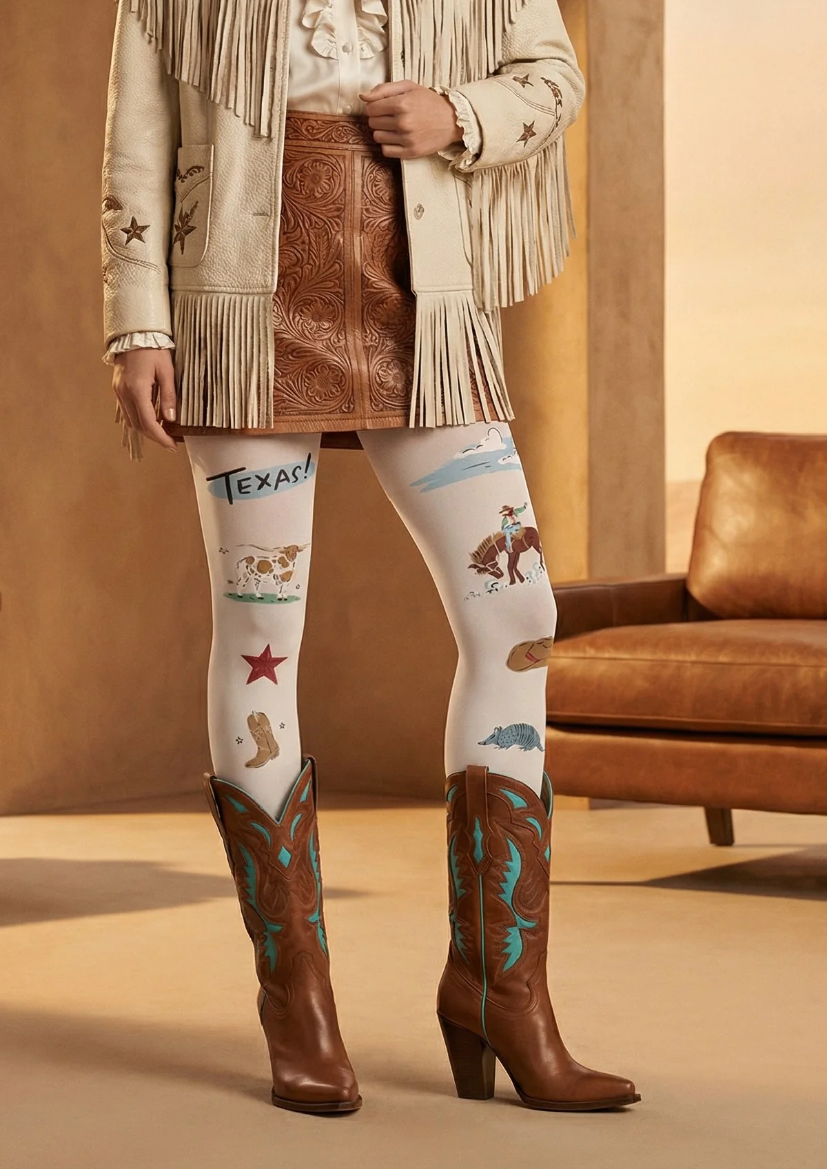 Viken Plan Texas Theme Graphic Tights Hosiery Pantyhose - Image 2