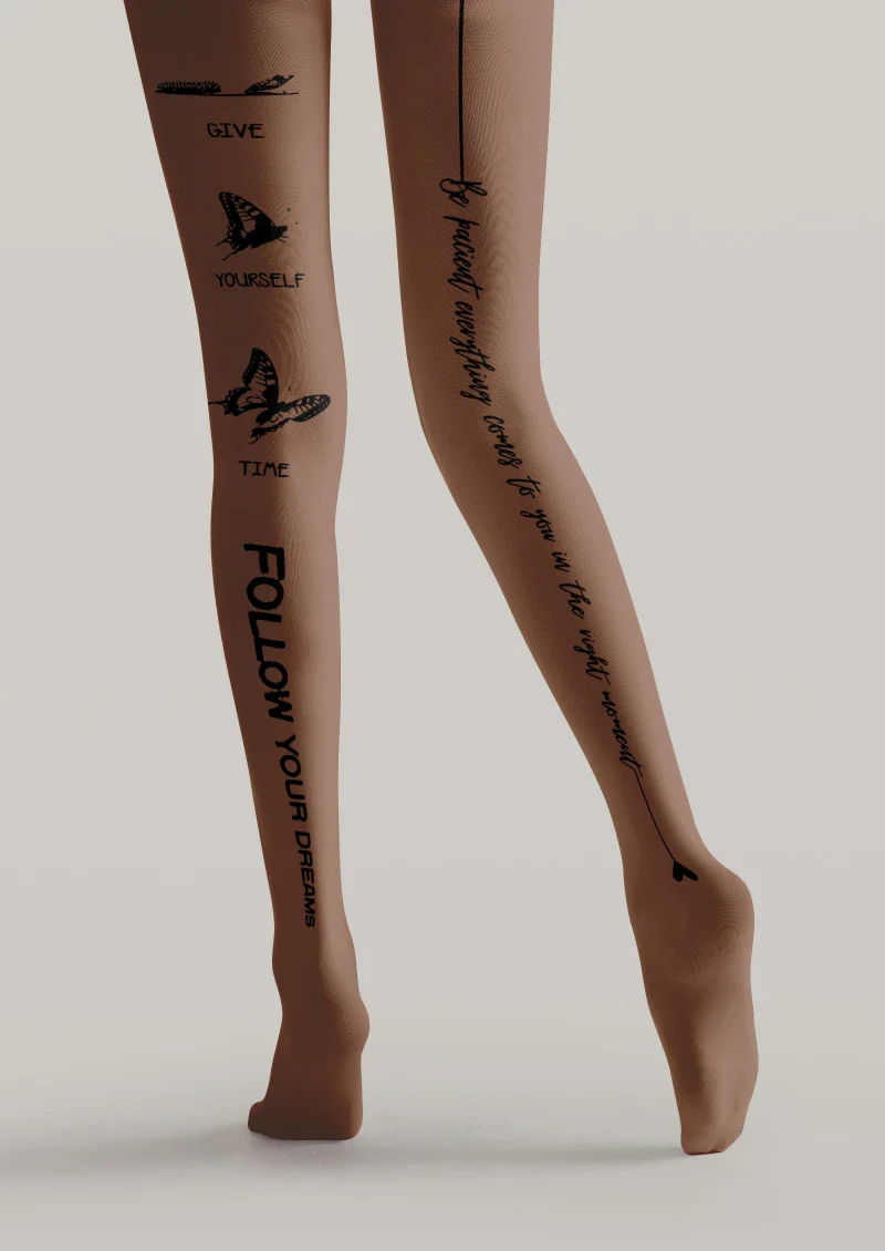 Viken Plan Text Print Graphic Tights Hosiery Pantyhose - Image 5