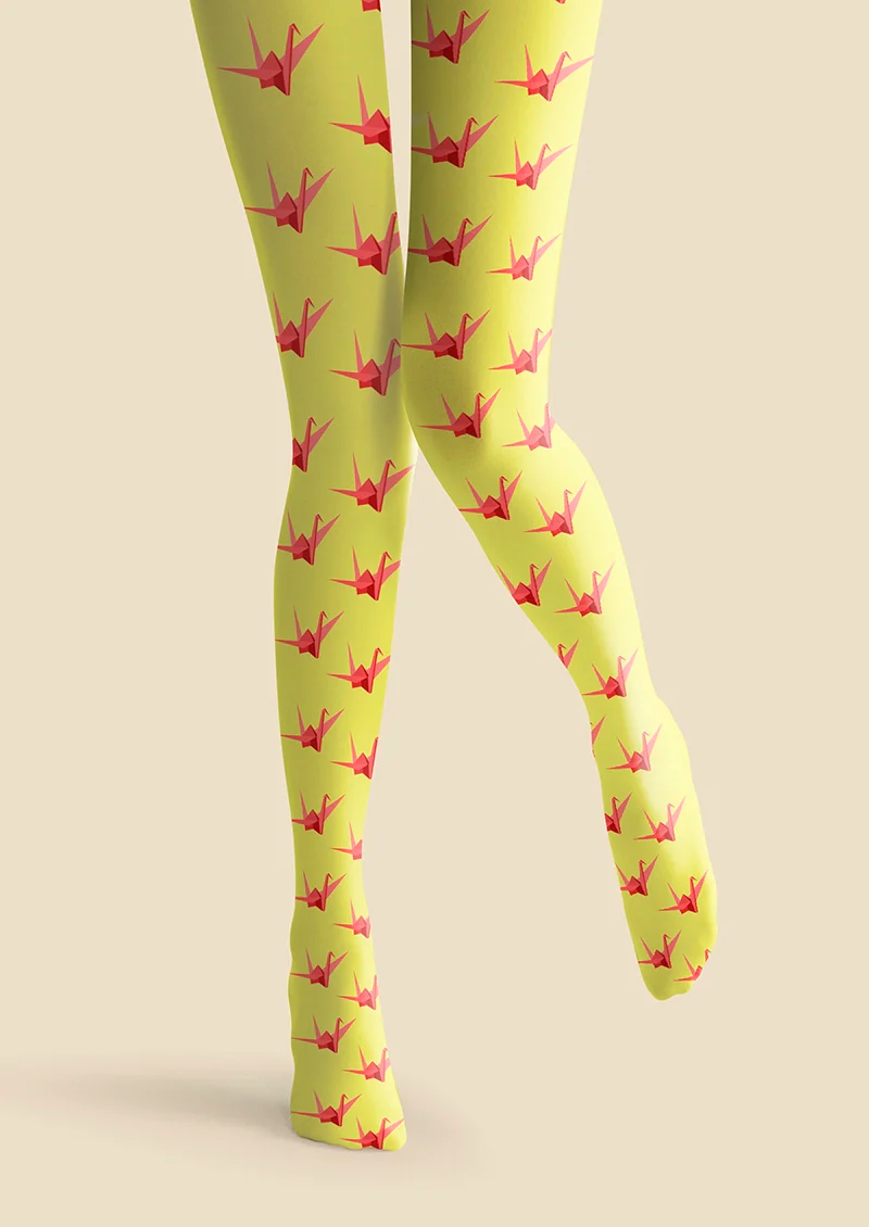 Viken Plan Thousand Paper Cranes Tights Hosiery Pantyhose