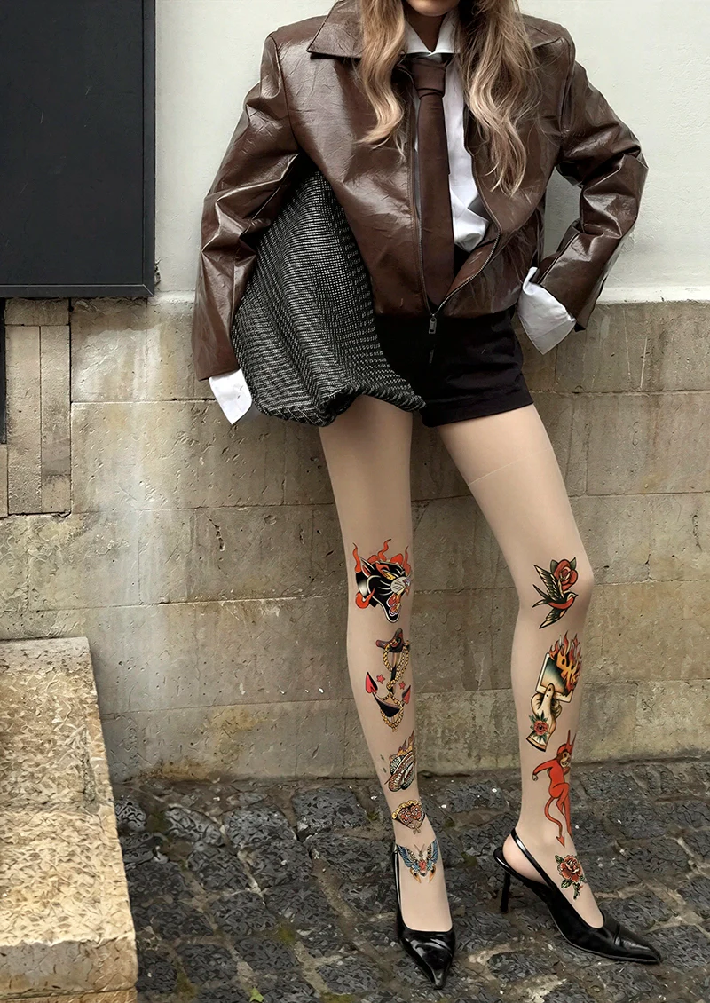 Viken Plan Transformation Tattoo Tights Hosiery Pantyhose - Image 2