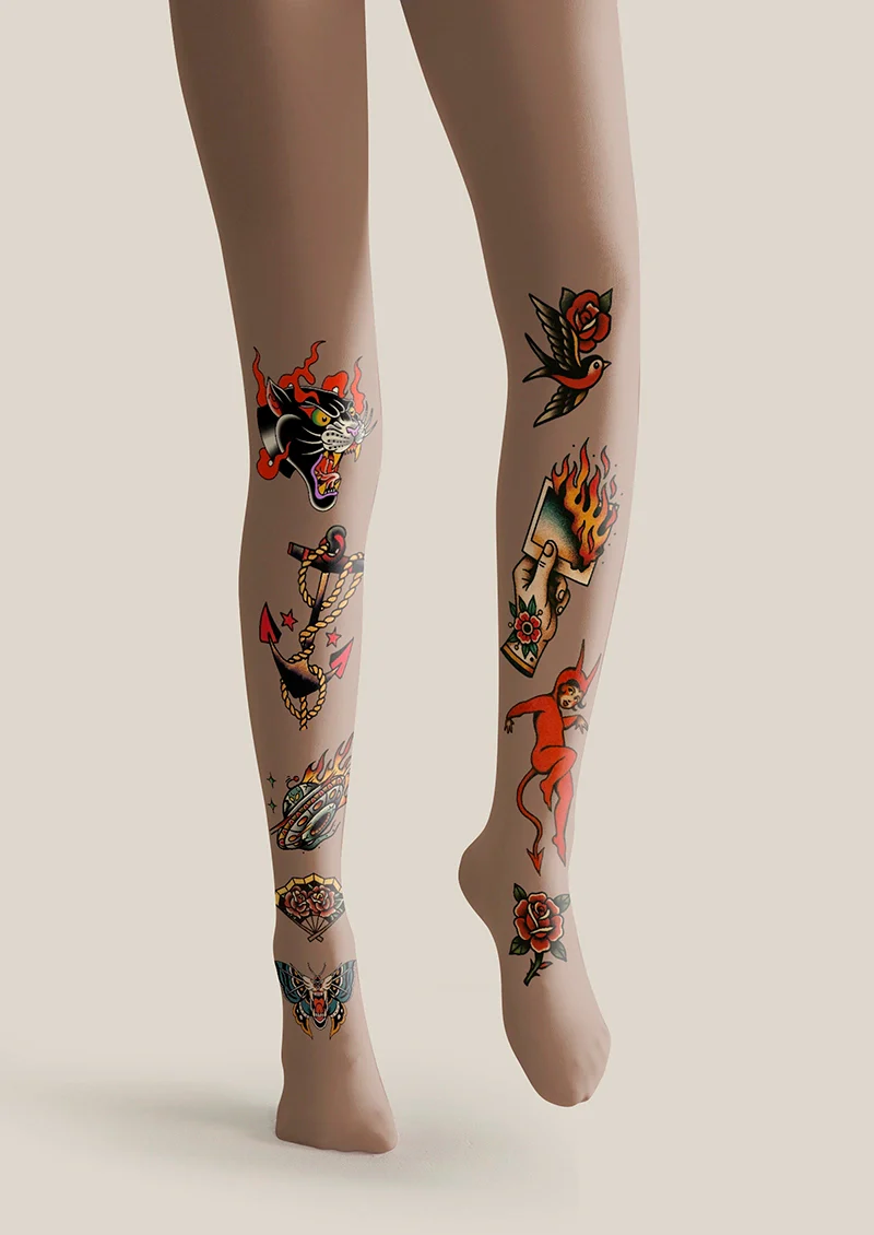 Viken Plan Transformation Tattoo Tights Hosiery Pantyhose - Image 3