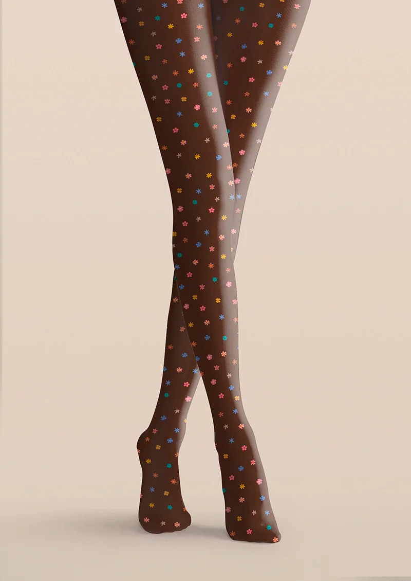 Viken Plan Brownish Dainty florals Tights Hosiery Pantyhose