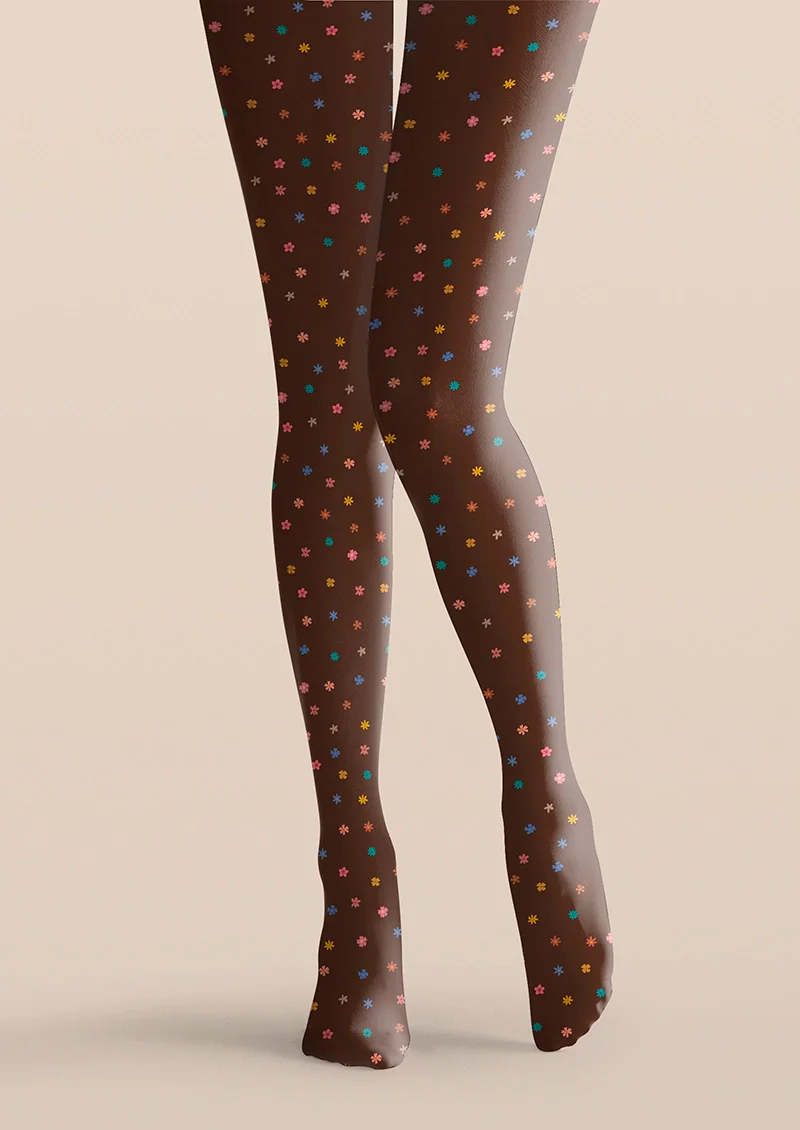 Viken Plan Brownish Dainty florals Tights Hosiery Pantyhose - Image 3