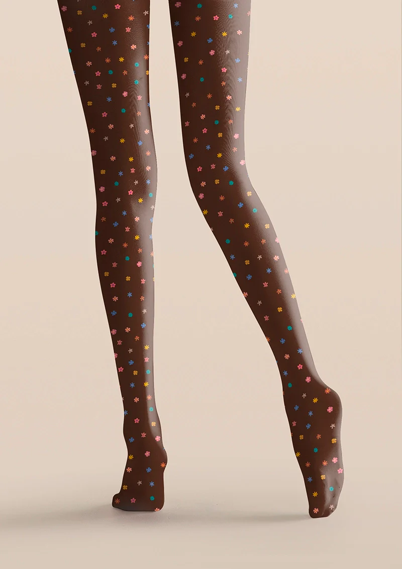 Viken Plan Brownish Dainty florals Tights Hosiery Pantyhose - Image 4