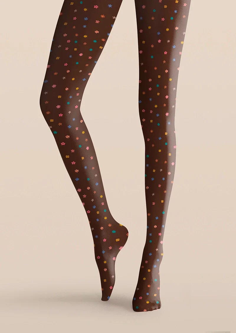Viken Plan Brownish Dainty florals Tights Hosiery Pantyhose - Image 5