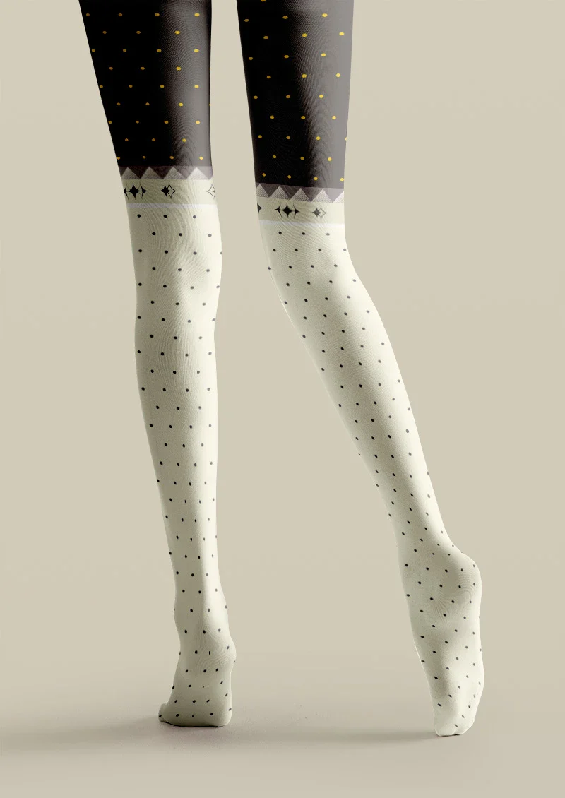 Viken Plan Two-Tone Polka Dot Tights Hosiery Pantyhose - Image 3
