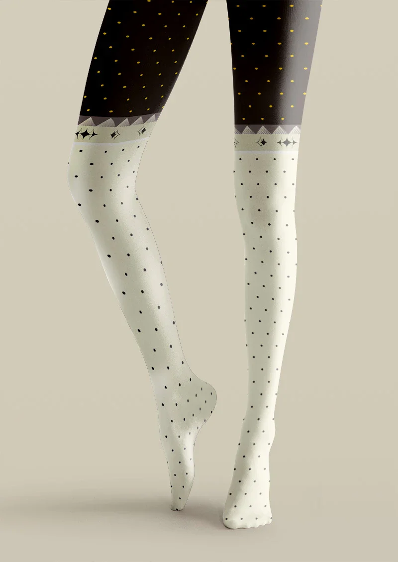 Viken Plan Two-Tone Polka Dot Tights Hosiery Pantyhose - Image 4