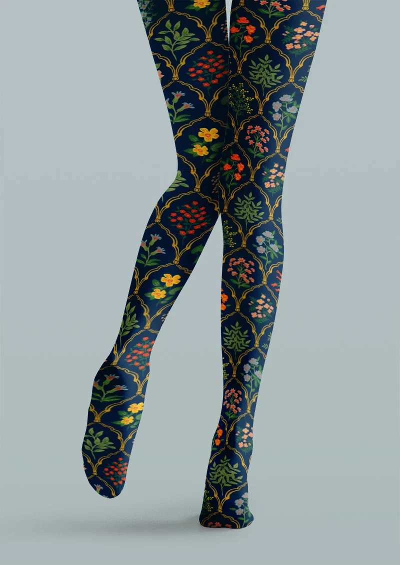 Viken Plan Vintage Floral Print Tights Hosiery Pantyhose - Image 5
