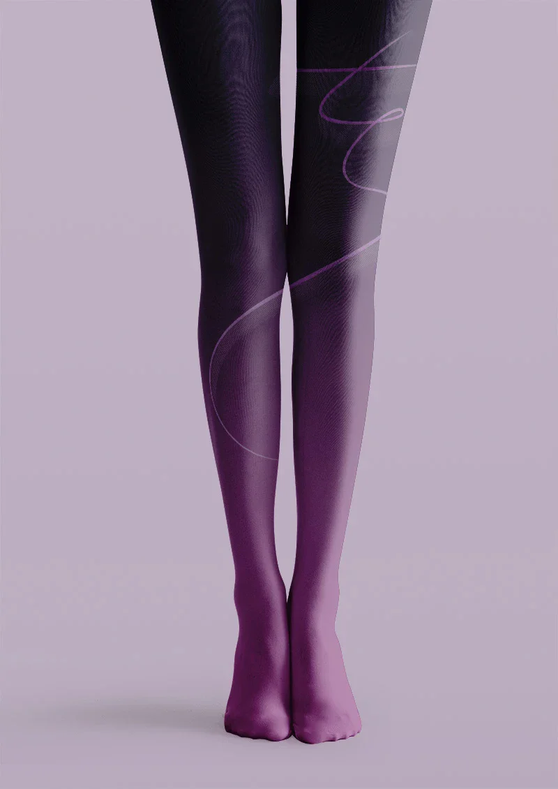 Viken Plan Violet Curve Graphic Tights Hosiery Pantyhose - Image 3