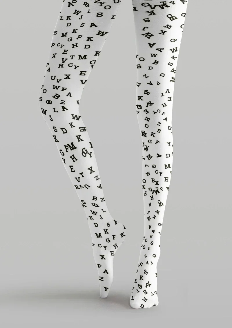 Viken Plan White Black Star Graphic Tights Hosiery Pantyhose - Image 5