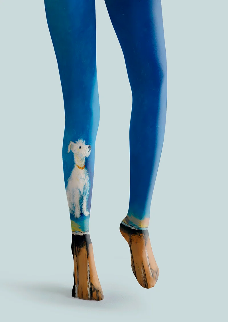 Viken Plan White Dog Tights Hosiery Pantyhose - Image 3