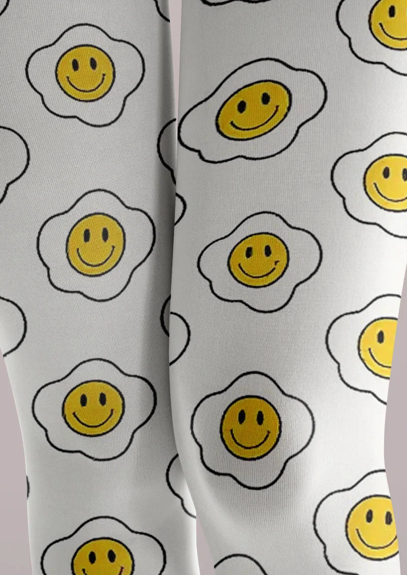 Viken Plan White Yellow Smiley Face Tights Hosiery Pantyhose - Image 3