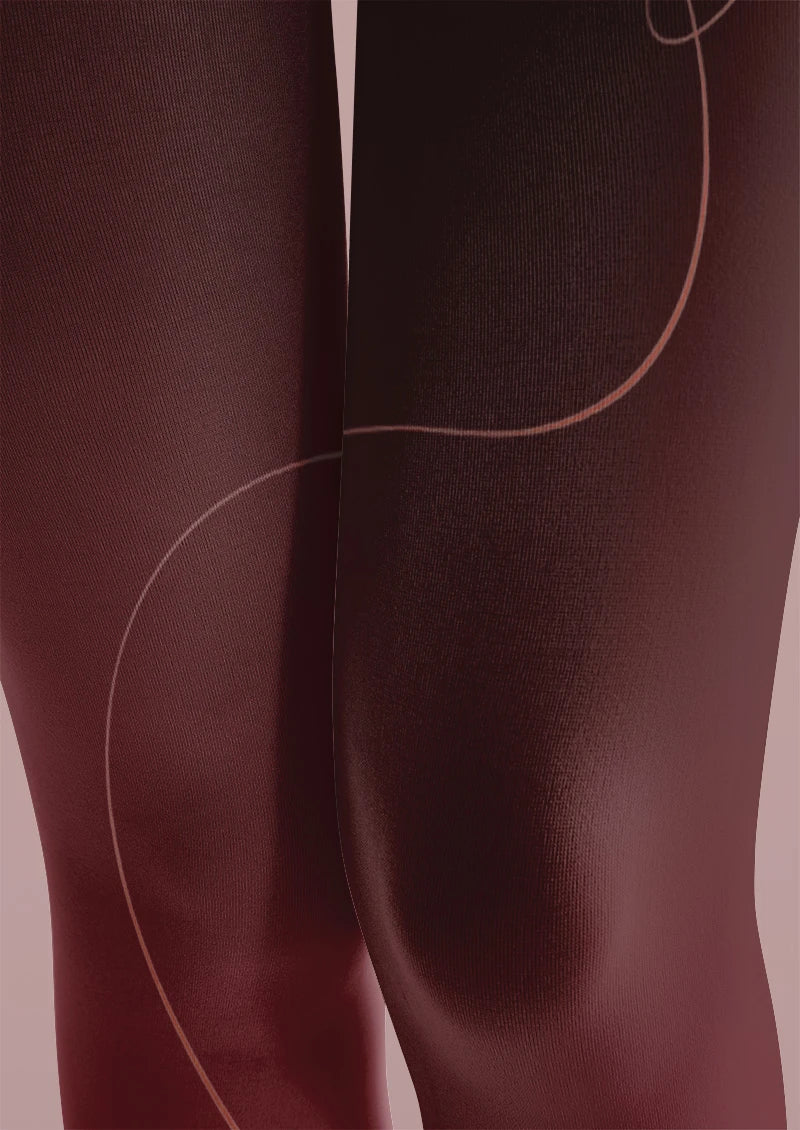 Viken Plan Wine Curve Graphic Tights Hosiery Pantyhose - Image 3