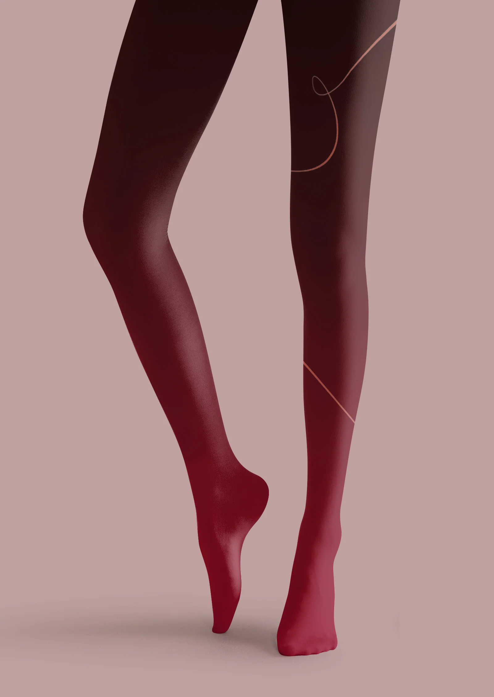 Viken Plan Wine Curve Graphic Tights Hosiery Pantyhose - Image 5