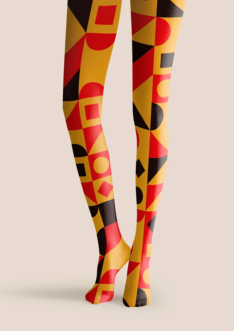 Viken Plan Yellow Blue Angles Tights Hosiery Pantyhose