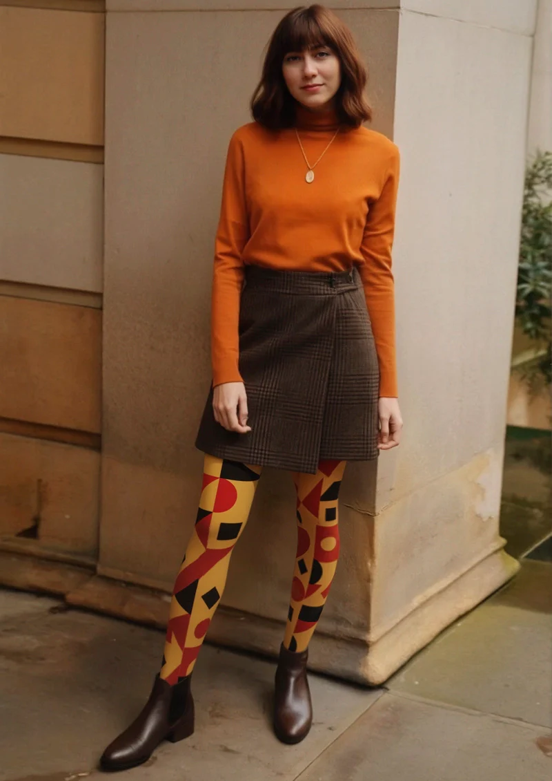 Viken Plan Yellow Blue Angles Tights Hosiery Pantyhose - Image 2