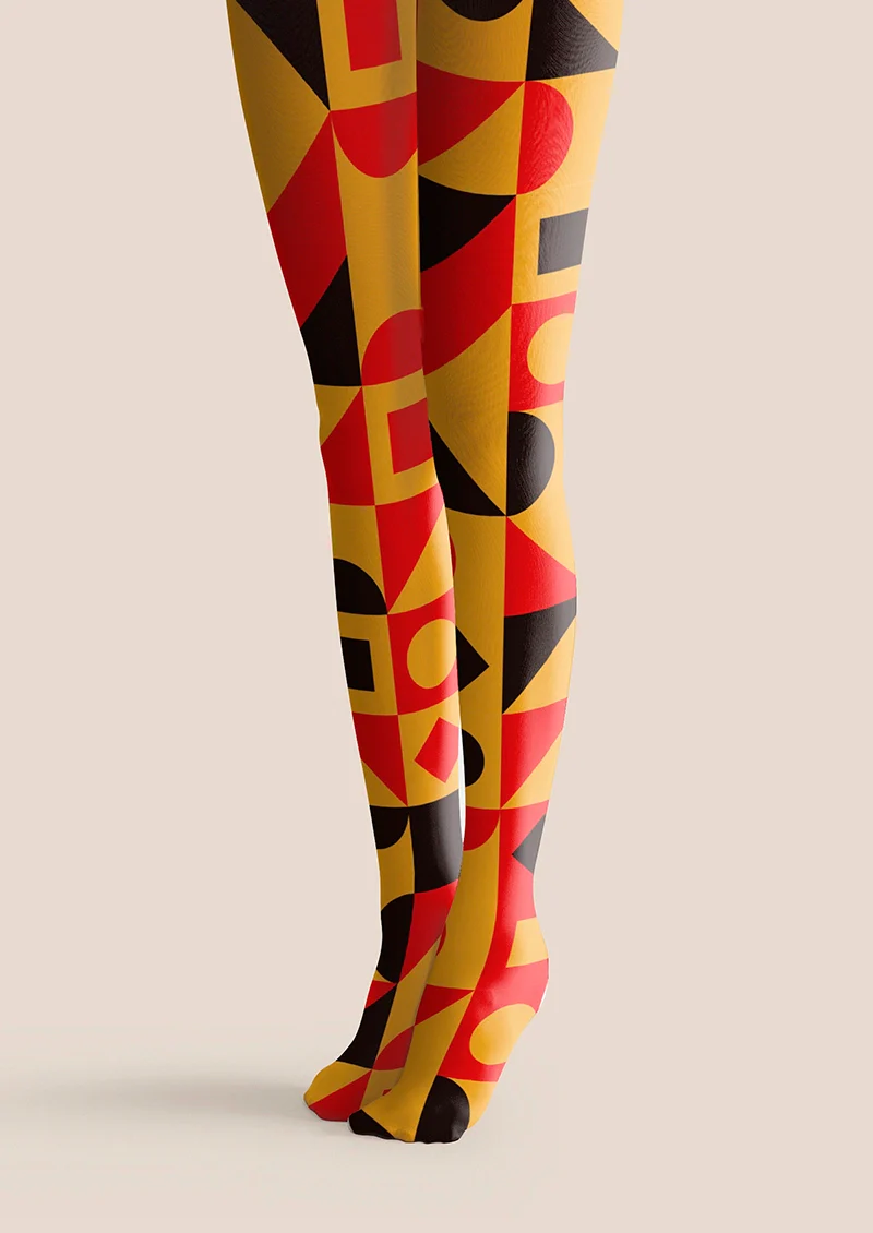 Viken Plan Yellow Blue Angles Tights Hosiery Pantyhose - Image 3