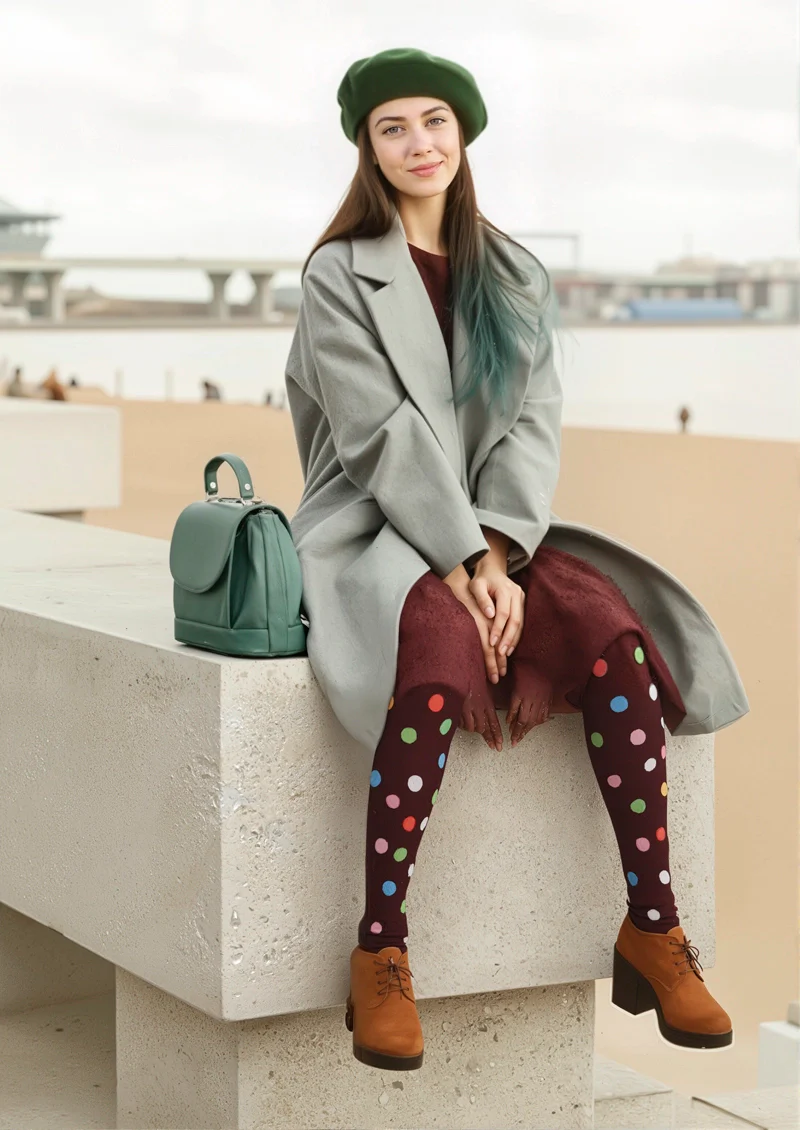 Viken Plan Colorful Polka Dots Tights Hosiery Pantyhose - Image 2