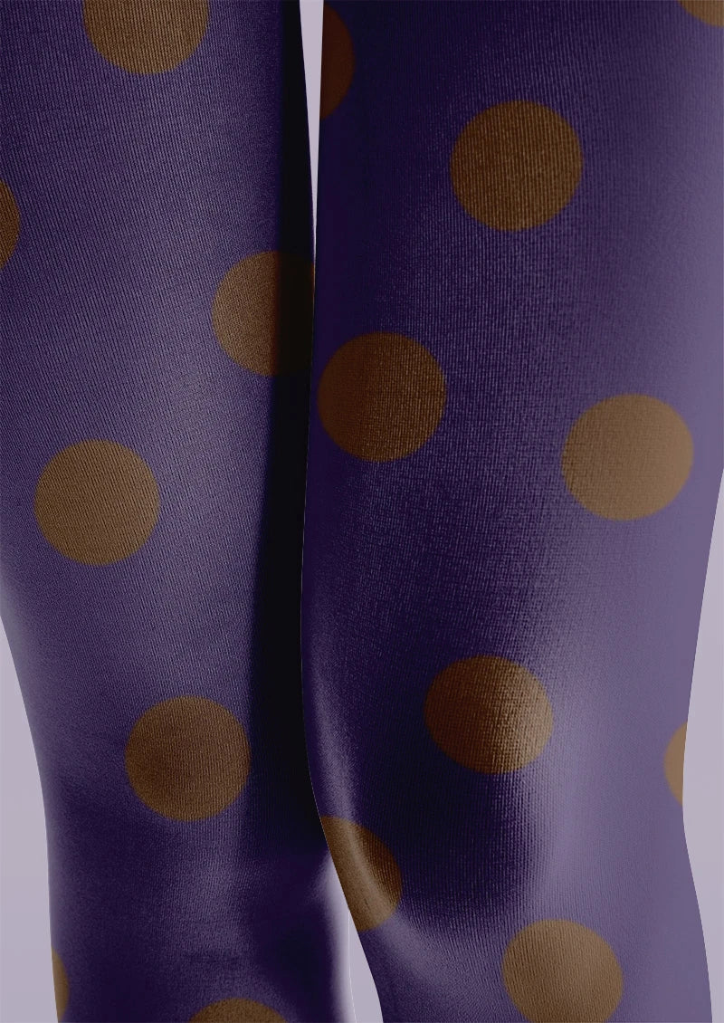 Viken Plan Purple & Gold Polka Dot Tights Hosiery Pantyhose - Image 3