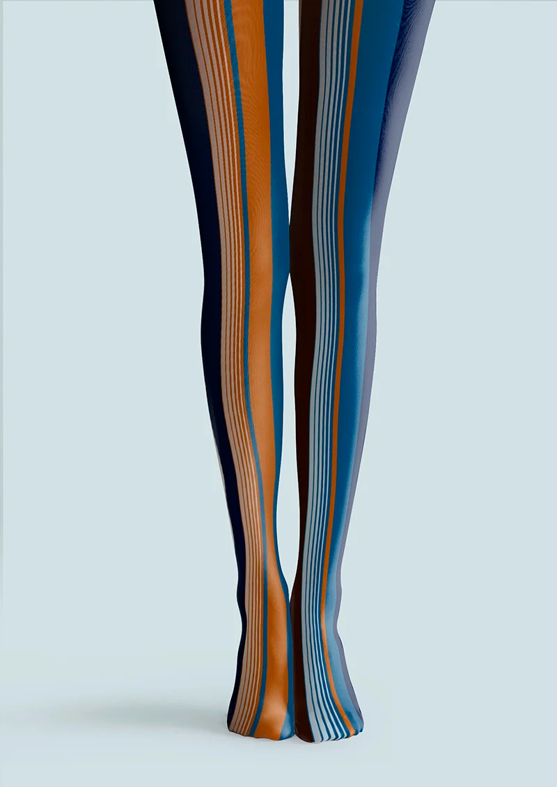 Viken Plan Blue-orange stripes Tights Hosiery Pantyhose