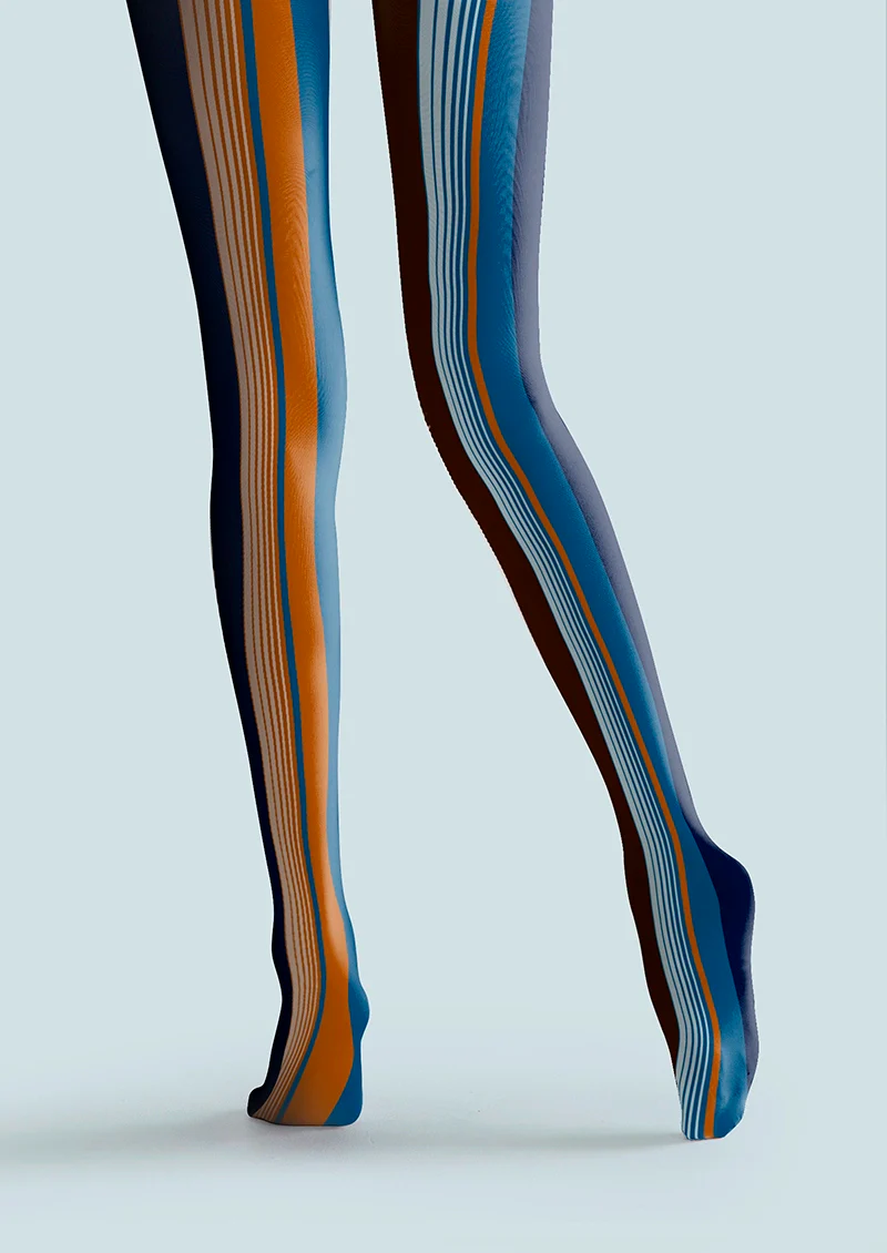 Viken Plan Blue-orange stripes Tights Hosiery Pantyhose - Image 5