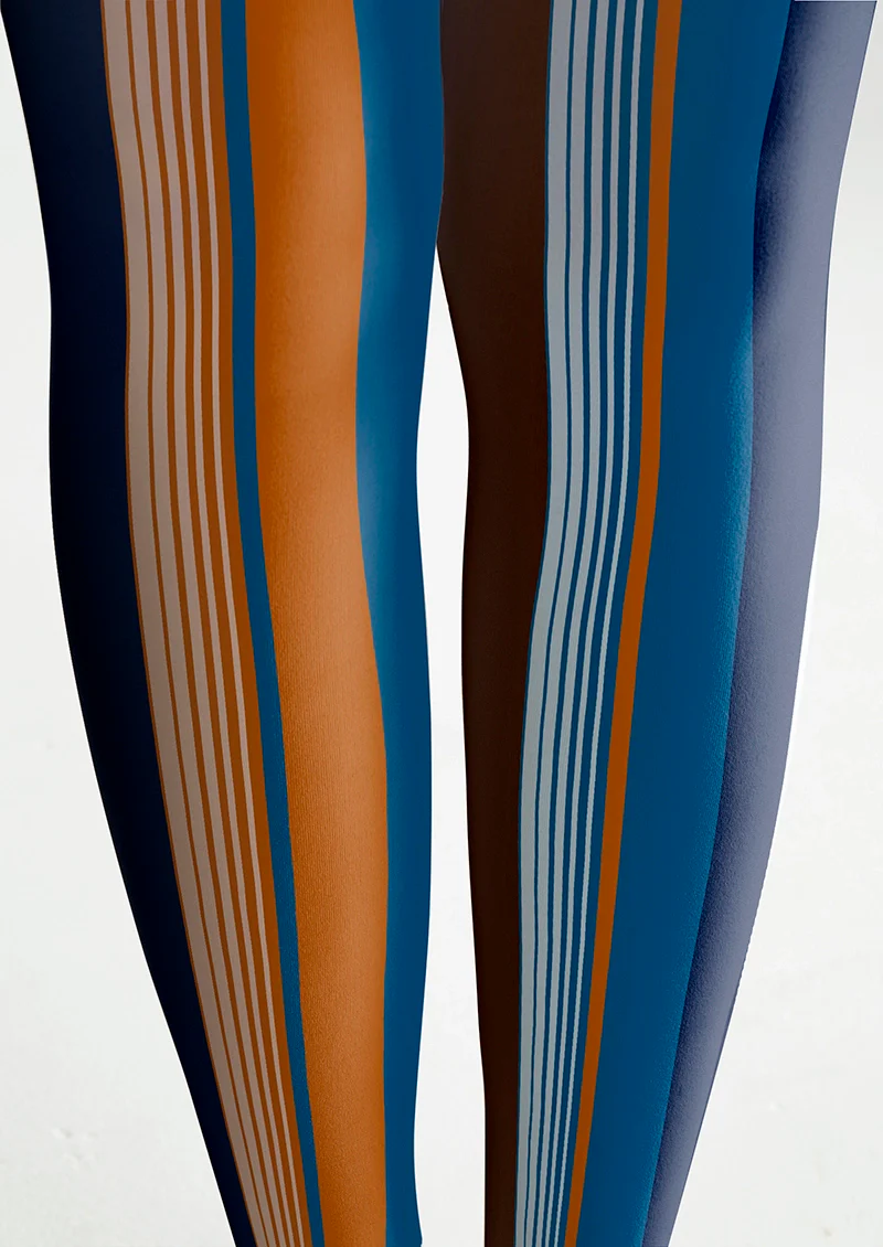 Viken Plan Blue-orange stripes Tights Hosiery Pantyhose - Image 6