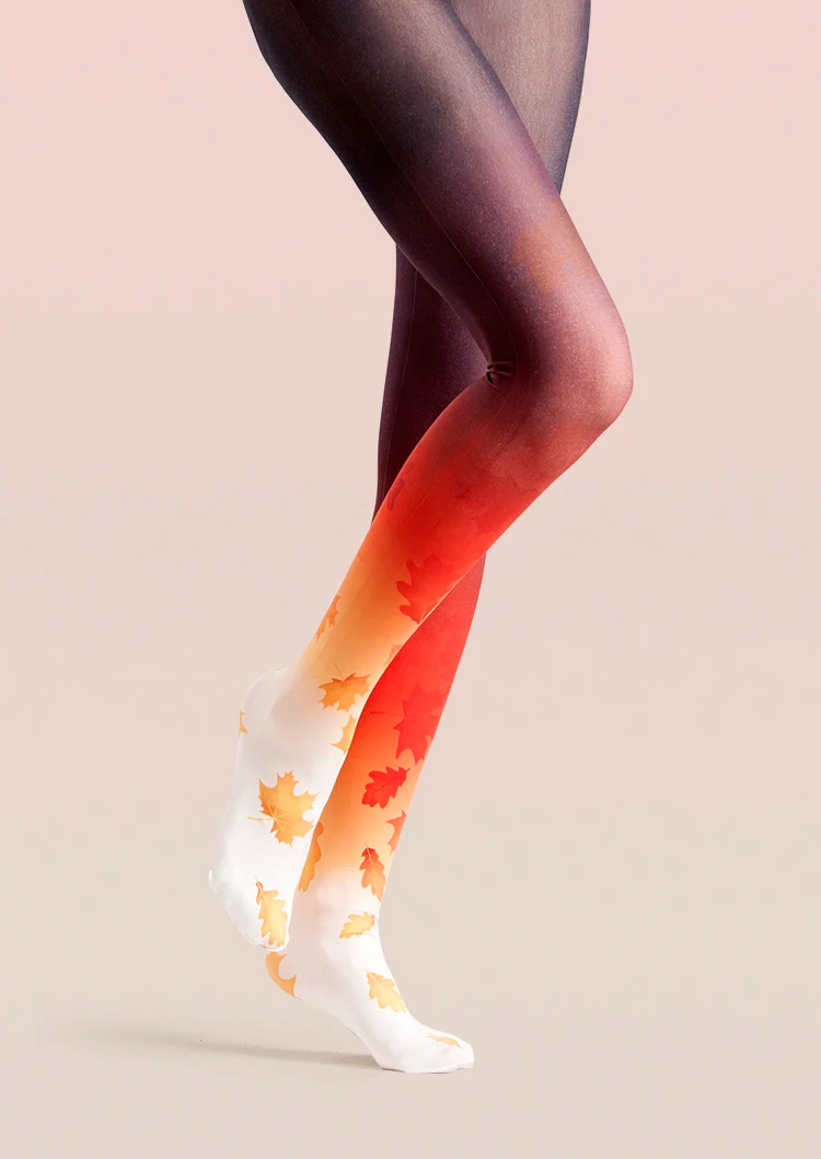 Viken Plan Forest art Print Aestheticism Pantyhose/Tights [Autumn leaves] - Image 2
