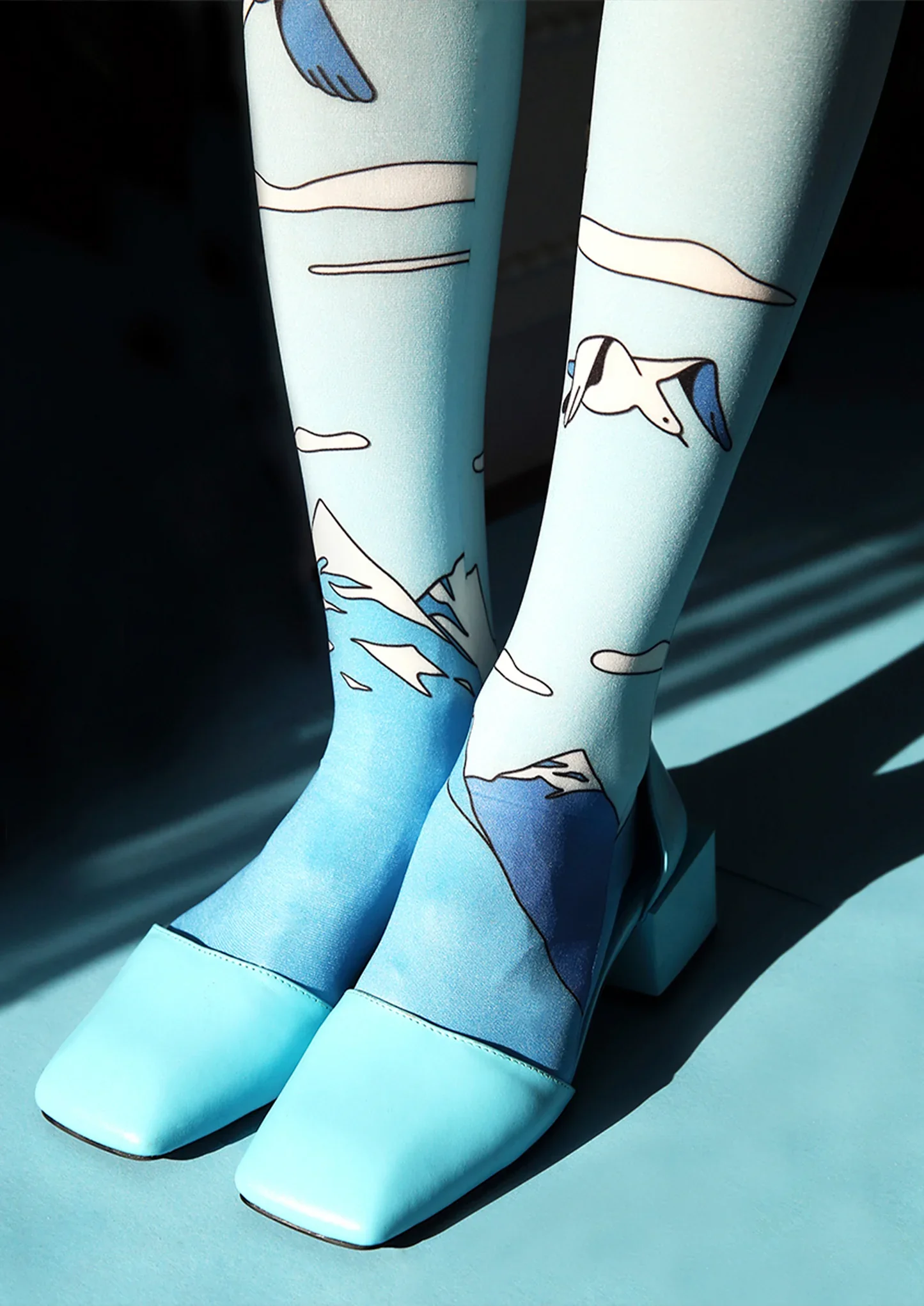 Viken Plan Art Print Tights Versatile Pantyhose/Tights [AzureSky] - Image 2