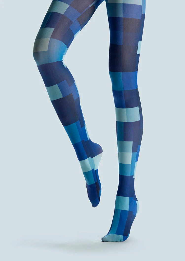 Viken Plan Blue Square Tights Hosiery Pantyhose - Image 3