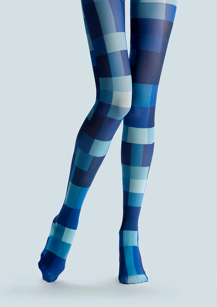 Viken Plan Blue Square Tights Hosiery Pantyhose - Image 4