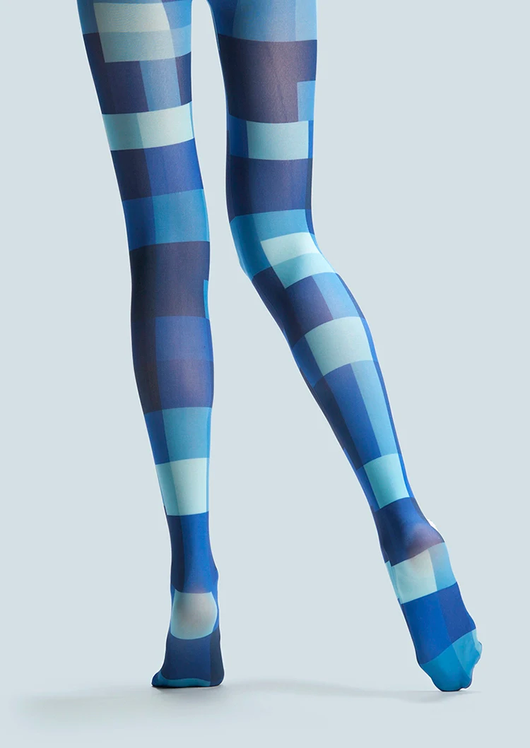 Viken Plan Blue Square Tights Hosiery Pantyhose - Image 5