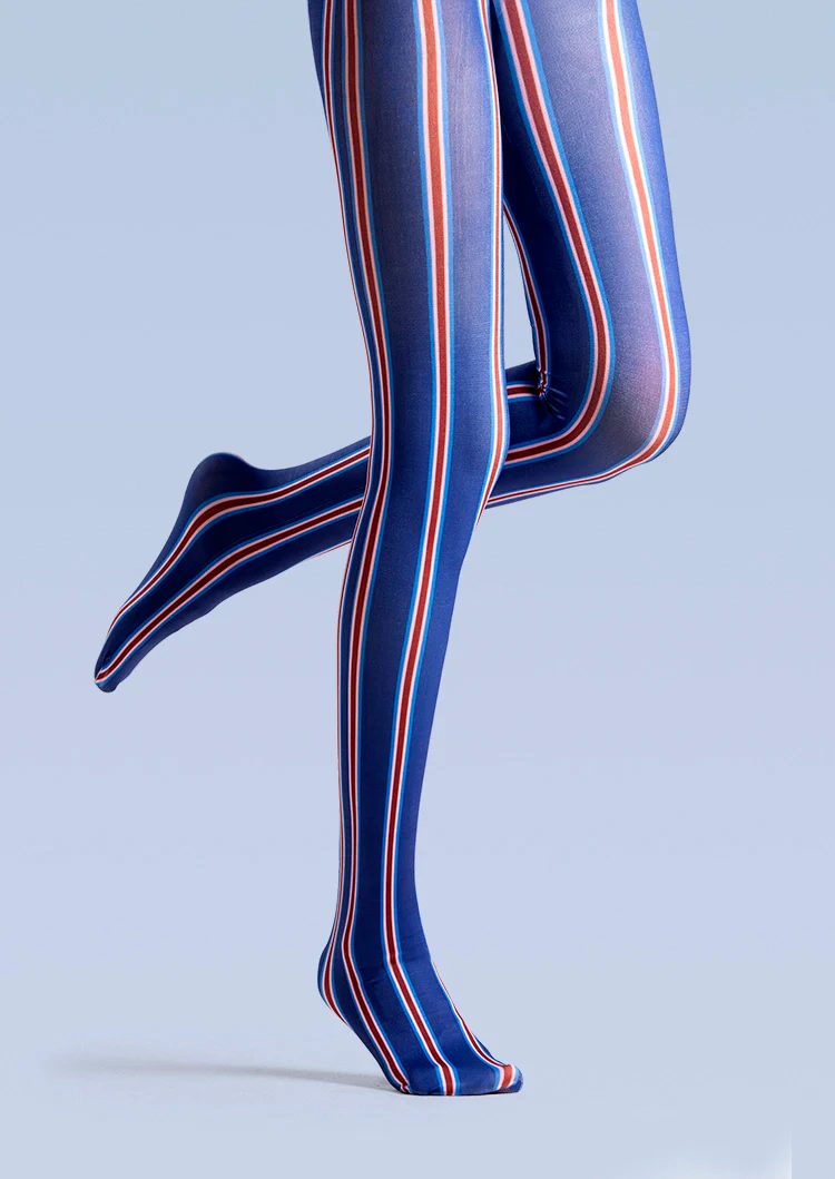 Viken Plan Blue Striped College Tights Hosiery Pantyhose - Image 4