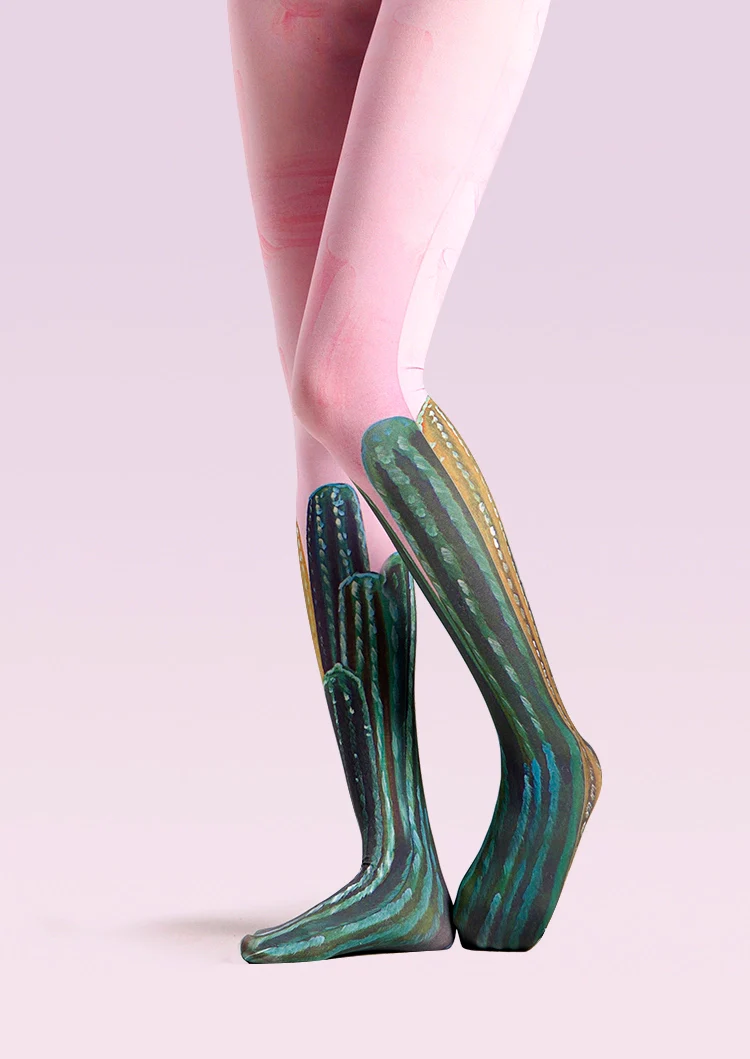 Viken Plan Forest art Print Personality Pantyhose/Tights [Cactus] - Image 2