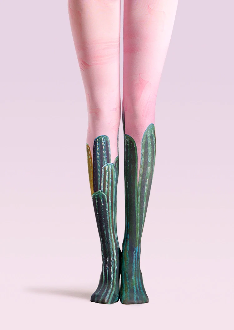 Viken Plan Forest art Print Personality Pantyhose/Tights [Cactus] - Image 3