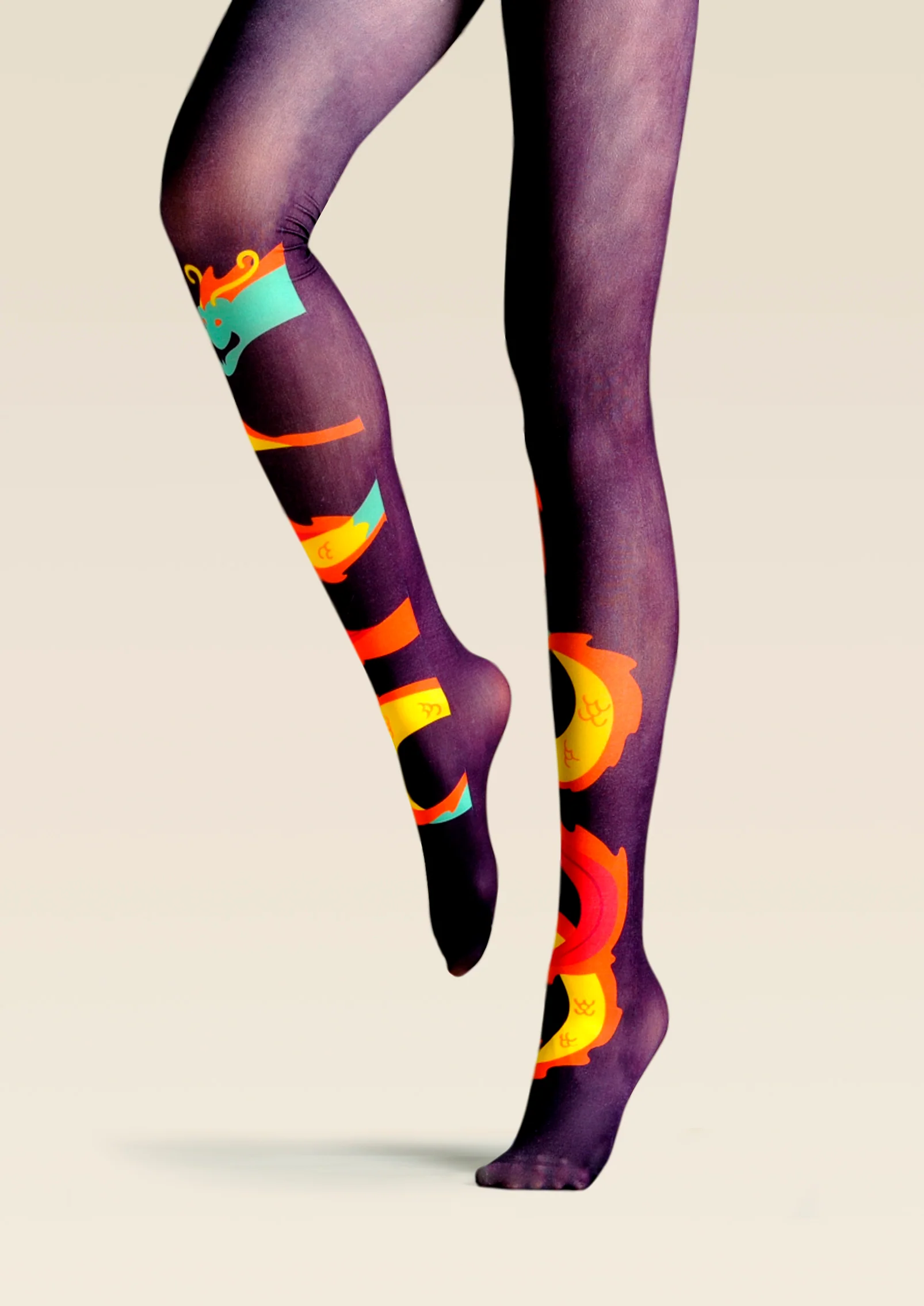 Viken Plan Fun Print Tights Art Pantyhose/Tights [Chir-dragon] - Image 4