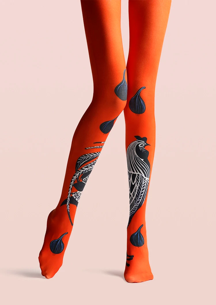 Viken Plan PopArt Print Tights Throwback Pantyhose/Tights [Cock crowing] - Image 4