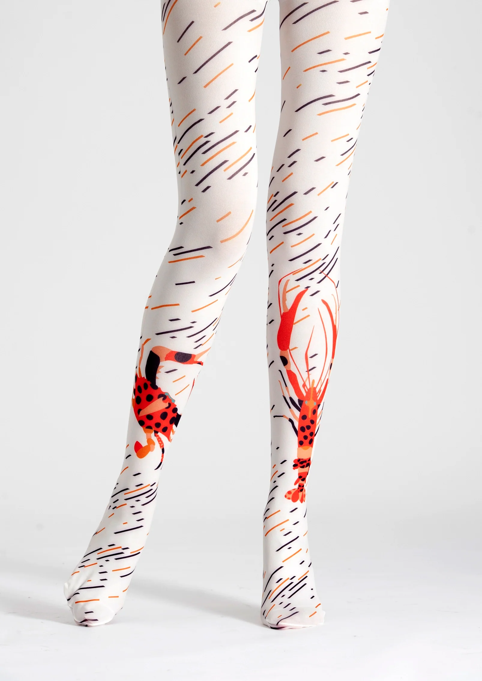 Viken Plan Fun art Print Tights Quirky Pantyhose/Tights [Crabs and prawns]